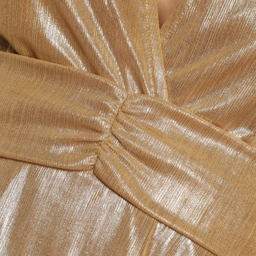 NWT Lulus Shining Beauty Metallic Gold Long Sleeve Top - Picture 5 of 8